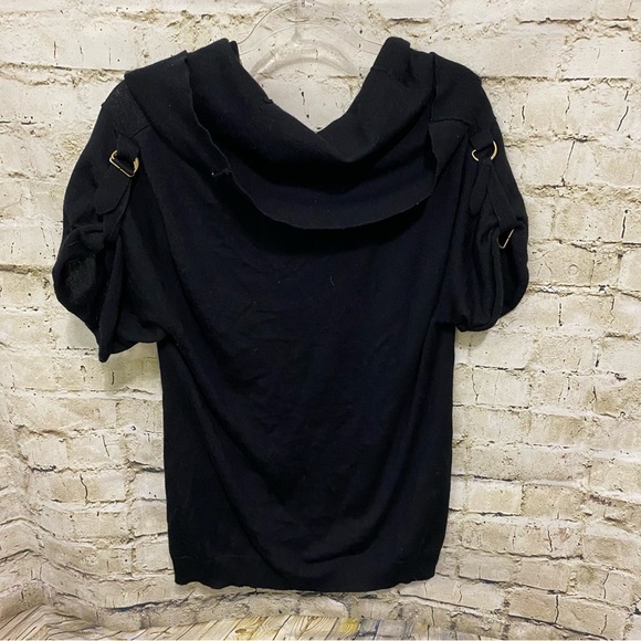 Lane Bryant Black Merino Wool Blend Buckle Cowl Neck Sweater - Picture 4 of 6